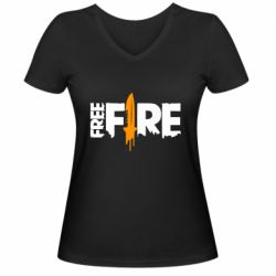 Жіноча футболка з V-подібним вирізом Free Fire vertical logo - PrintSalon