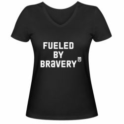 Женская футболка с V-образным вырезом Fueled by bravery - PrintSalon