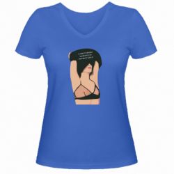 Женская футболка с V-образным вырезом Gentleman Is Simply A Patient Wolf - PrintSalon