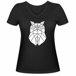 Жіноча футболка з V-подібним вирізом Geometric Owl - PrintSalon