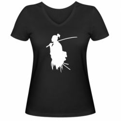 Женская футболка с V-образным вырезом Ghost Of Tsushima Silhouette - PrintSalon