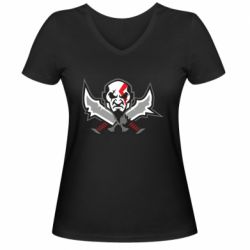 Женская футболка с V-образным вырезом God of war Kratos vector - PrintSalon