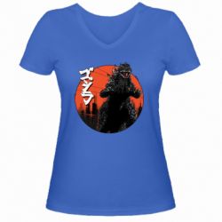 Жіноча футболка з V-подібним вирізом Годзила Арт - PrintSalon
