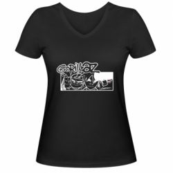 Жіноча футболка з V-подібним вирізом Gorillaz group - PrintSalon
