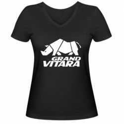 Женская футболка с V-образным вырезом Grand Vitara rhino - PrintSalon