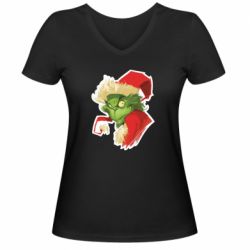 Жіноча футболка з V-подібним вирізом Грінч портрет - PrintSalon