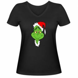 Женская футболка с V-образным вырезом Grinch - PrintSalon