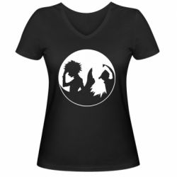 Женская футболка с V-образным вырезом Гун и Киллуа Инь Янь - PrintSalon