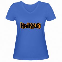 Женская футболка с V-образным вырезом Haikyuu Logo - PrintSalon