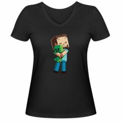 Жіноча футболка з V-подібним вирізом Heroes from Minecraft - PrintSalon