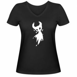 Жіноча футболка з V-подібним вирізом Hollow Knight ghost - PrintSalon