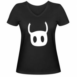 Женская футболка с V-образным вырезом Hollow Knight Mask - PrintSalon