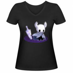Женская футболка с V-образным вырезом Hollow Knight with a sword - PrintSalon