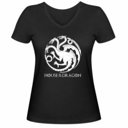 Жіноча футболка з V-подібним вирізом House Of The Dragon Logo - PrintSalon