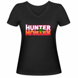 Женская футболка с V-образным вырезом Hunter x Hunter logo - PrintSalon