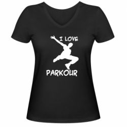 Женская футболка с V-образным вырезом I love parkour - PrintSalon