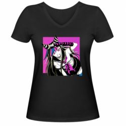 Женская футболка с V-образным вырезом Ибуки Миода глитч - PrintSalon