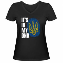Женская футболка с V-образным вырезом It is in my DNA Ukraine - PrintSalon