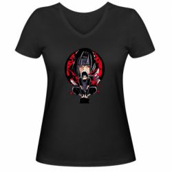 Жіноча футболка з V-подібним вирізом Itachi Uchiha Naruto - PrintSalon