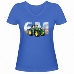 Женская футболка с V-образным вырезом John Deer 6M - PrintSalon