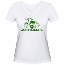 Жіноча футболка з V-подібним вирізом John Deere Logo, Tractor - PrintSalon
