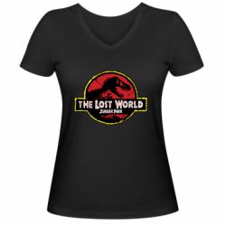 Женская футболка с V-образным вырезом Jurassic Park - PrintSalon