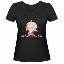 Жіноча футболка з V-подібним вирізом Кадзуха з котом - PrintSalon