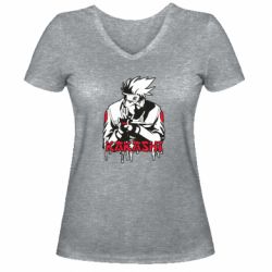 Женская футболка с V-образным вырезом Kakashi - PrintSalon