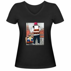 Женская футболка с V-образным вырезом Калуш и рашка - PrintSalon