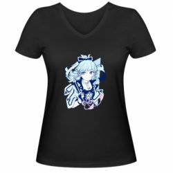 Женская футболка с V-образным вырезом Kamisato Ayaka - PrintSalon