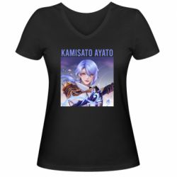 Женская футболка с V-образным вырезом Kamisato Ayato - PrintSalon