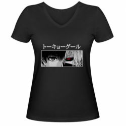 Женская футболка с V-образным вырезом Kaneki Ken Eyes - PrintSalon