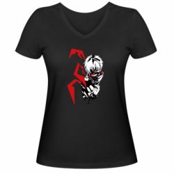 Женская футболка с V-образным вырезом Канеки Кен - PrintSalon