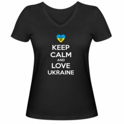 Женская футболка с V-образным вырезом Keep calm and love - PrintSalon