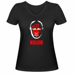 Женская футболка с V-образным вырезом KILLER - PrintSalon