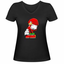 Женская футболка с V-образным вырезом Knuckles the Echidna - PrintSalon