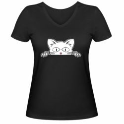 Женская футболка с V-образным вырезом Котейка - PrintSalon