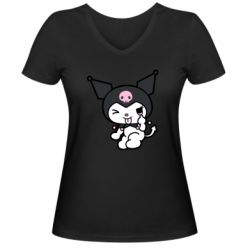 Женская футболка с V-образным вырезом Kuromi hello kitty - PrintSalon