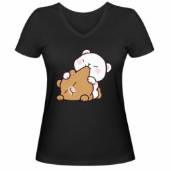 Женская футболка с V-образным вырезом Кусь мишки - PrintSalon