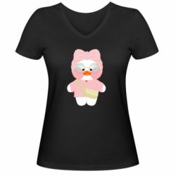 Женская футболка с V-образным вырезом Лалафанфан в свитере - PrintSalon