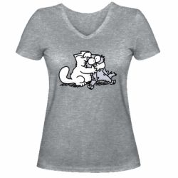 Жіноча футболка з V-подібним вирізом Любов котів - PrintSalon