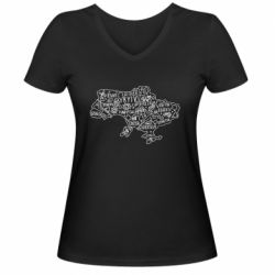 Женская футболка с V-образным вырезом Map Ukraine - PrintSalon