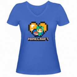 Жіноча футболка з V-подібним вирізом Minecraft Girl - PrintSalon