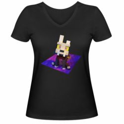 Женская футболка с V-образным вырезом Minecraft King - PrintSalon