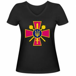 Женская футболка с V-образным вырезом Министерство обороны Украины - PrintSalon