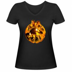 Женская футболка с V-образным вырезом Мир Юрского Периода Доминион - PrintSalon