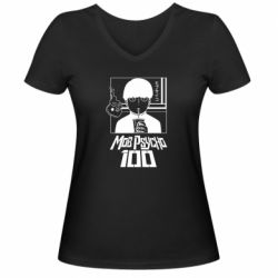 Женская футболка с V-образным вырезом Моб Психо 100 - PrintSalon