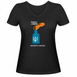 Жіноча футболка з V-подібним вирізом Molotov cocktail - PrintSalon