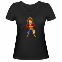 Женская футболка с V-образным вырезом Monkey D. Luffy