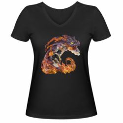 Женская футболка с V-образным вырезом Natsu with a dragon - PrintSalon